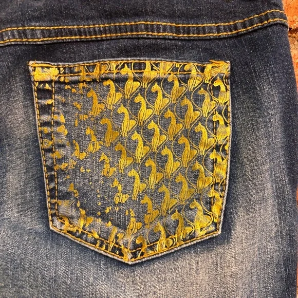 Baby Phat womens y2k cuffed mid rise cropped jeans blue 29 X 24.5 - Picture 3 of 5